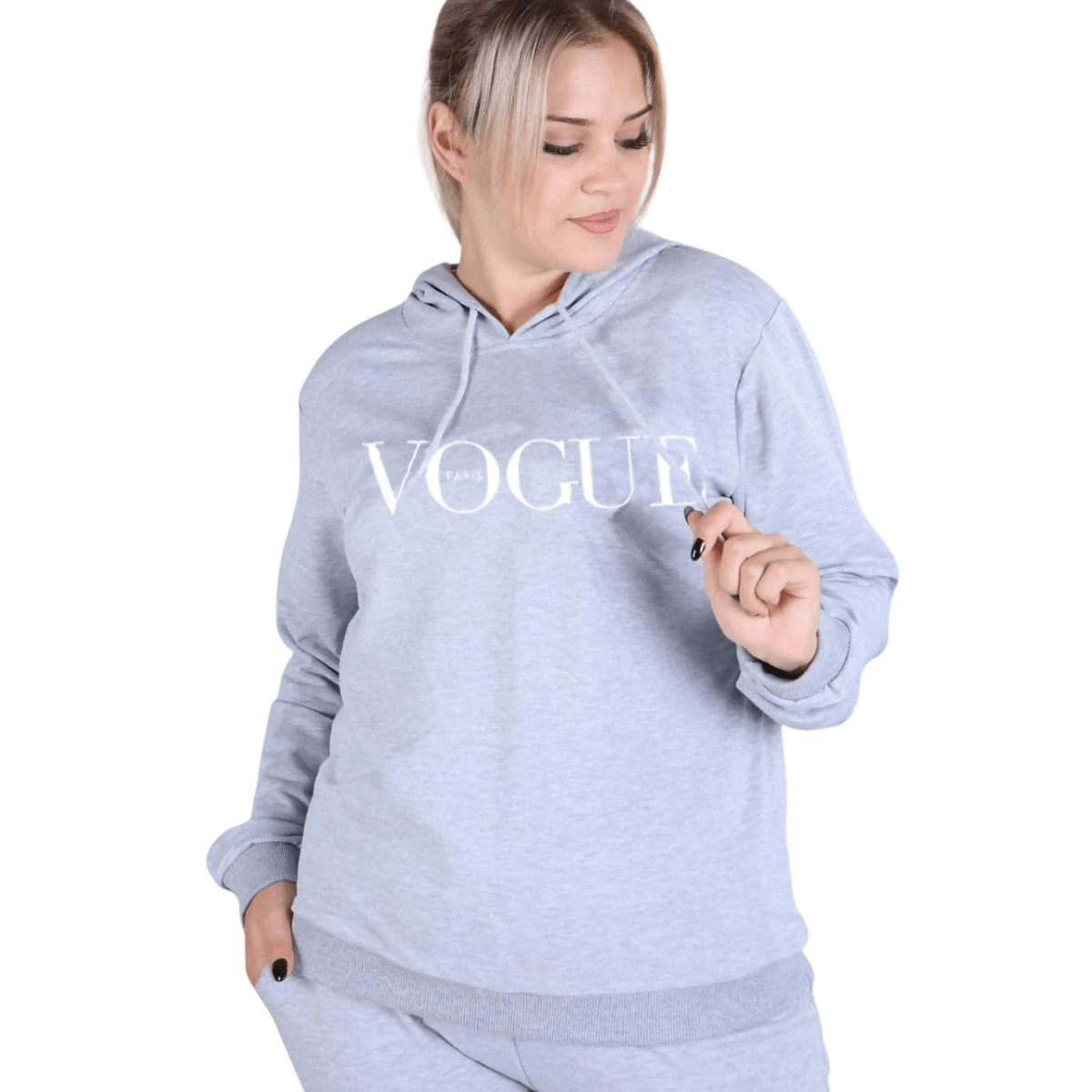 Marlie Plus Size Vogue Hooded Loungewear Set - La Belle Gina Boutique