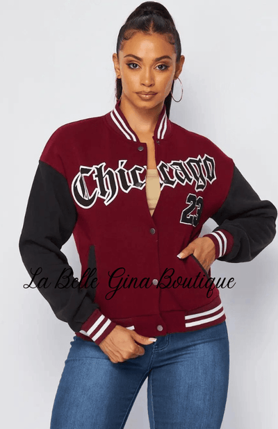 Mya Chicago Varsity Snap Jacket - La Belle Gina Boutique