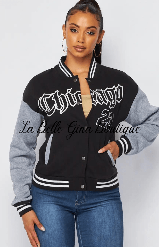 Mya Chicago Varsity Snap Jacket - La Belle Gina Boutique