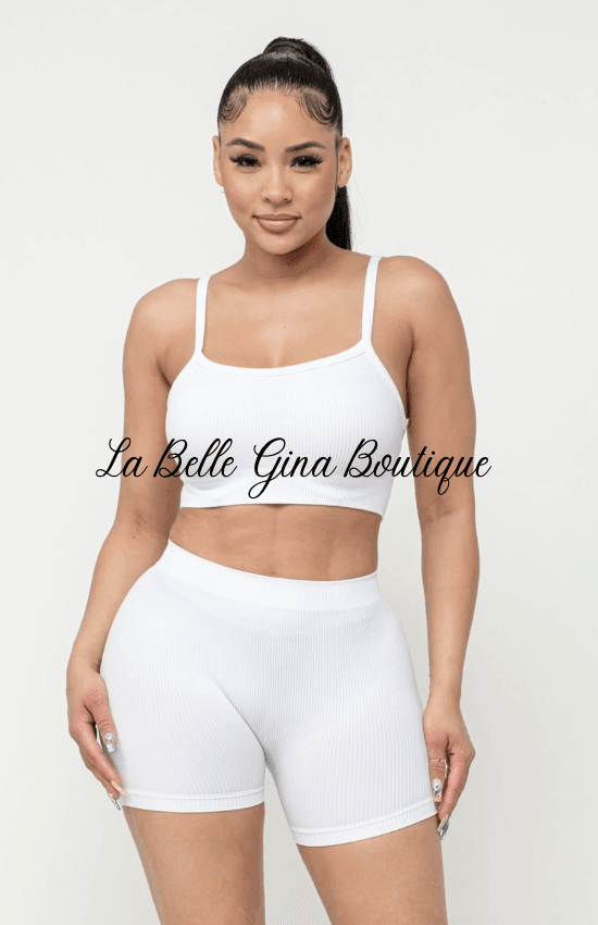 Mya Seamless Spaghetti Strap Crop top set - La Belle Gina Boutique