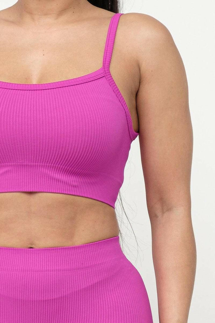 Mya Seamless Spaghetti Strap Crop top set - La Belle Gina Boutique