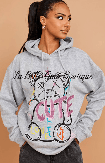 Nelle Cute Teddy Graphic Print Hoodie - La Belle Gina Boutique