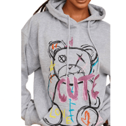 Nelle Cute Teddy Graphic Print Hoodie - La Belle Gina Boutique