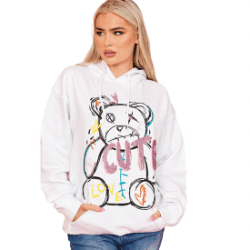 Nelle Cute Teddy Graphic Print Hoodie - La Belle Gina Boutique