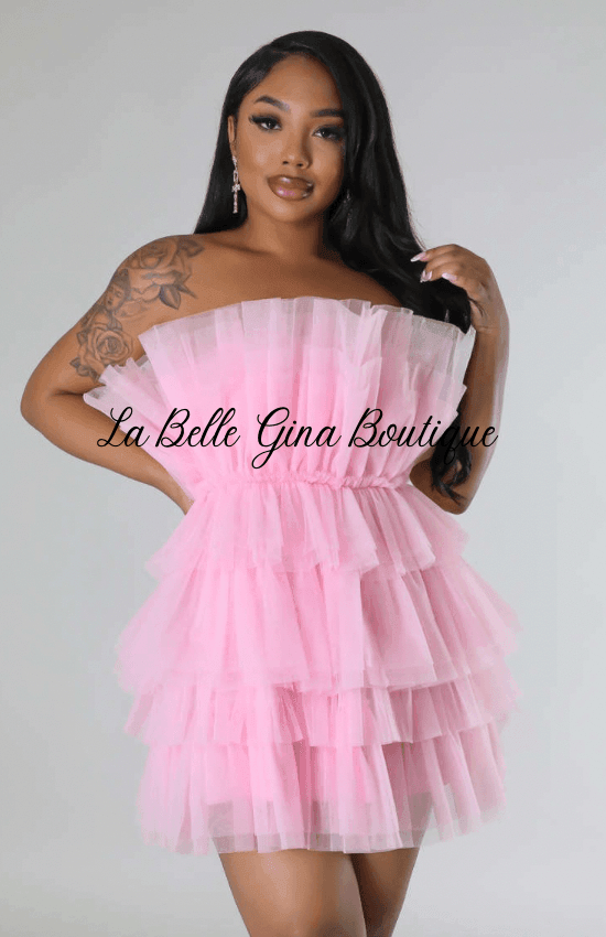 Nelle Non-Stretch Dress Strapless-Pink - La Belle Gina Boutique