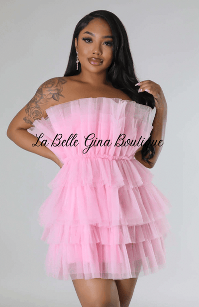 Nelle Non-Stretch Dress Strapless-Pink - La Belle Gina Boutique