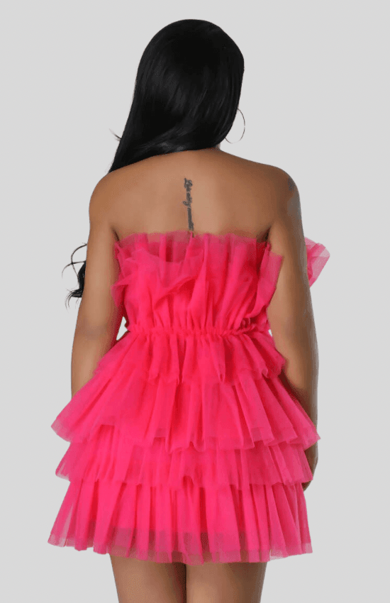 Nelle Non-Stretch Dress Strapless-Pink - La Belle Gina Boutique