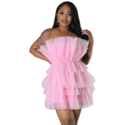 Nelle Non-Stretch Dress Strapless-Pink - La Belle Gina Boutique