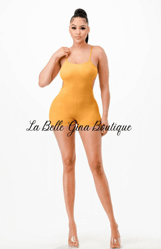 Nelle Ribbed Sleeveless Bodycon Romper - La Belle Gina Boutique