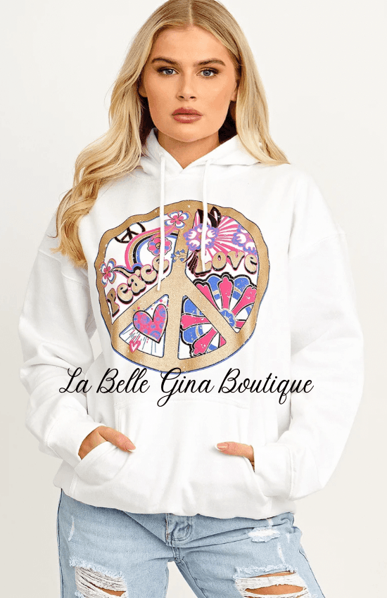 Nellie Peace Love Graphic Print Hoodie - La Belle Gina Boutique