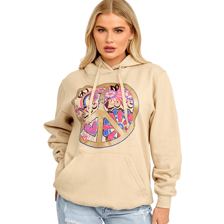 Nellie Peace Love Graphic Print Hoodie - La Belle Gina Boutique