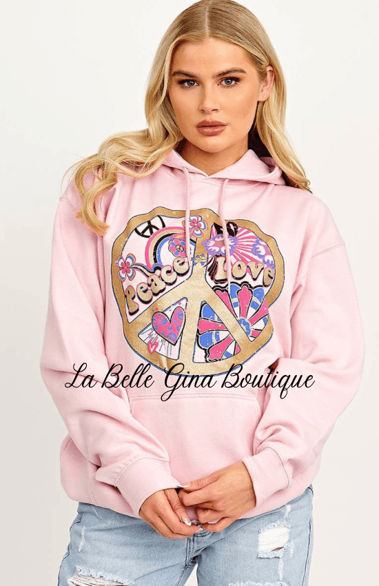 Nellie Peace Love Graphic Print Hoodie - La Belle Gina Boutique