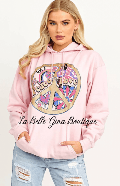 Nellie Peace Love Graphic Print Hoodie - La Belle Gina Boutique