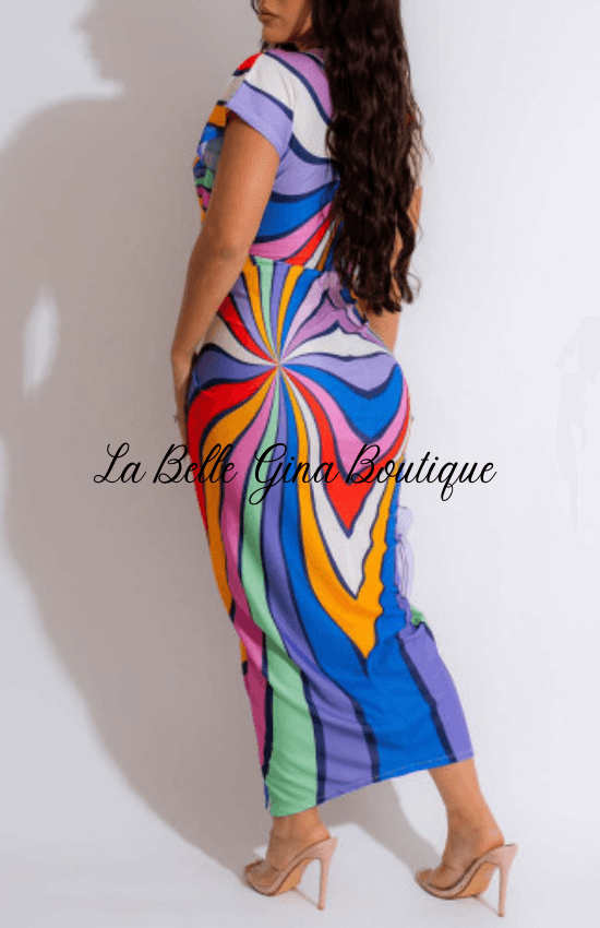 Sadia Short Sleeve Long Dress- Red - La Belle Gina Boutique