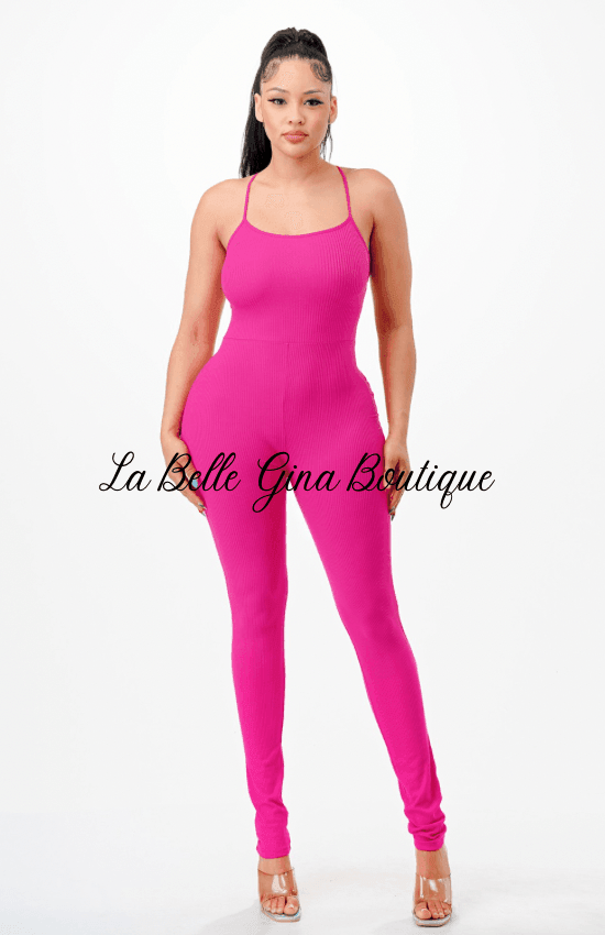 Salina Open Back Lace Up Jumpsuit - La Belle Gina Boutique