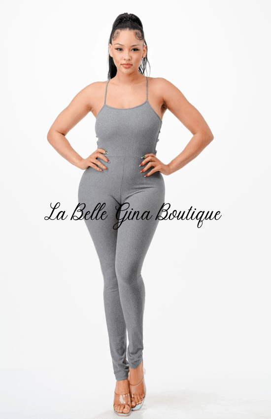 Salina Open Back Lace Up Jumpsuit - La Belle Gina Boutique