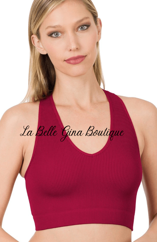 Sandy Ribbed Cropped Raceback tank top - La Belle Gina Boutique