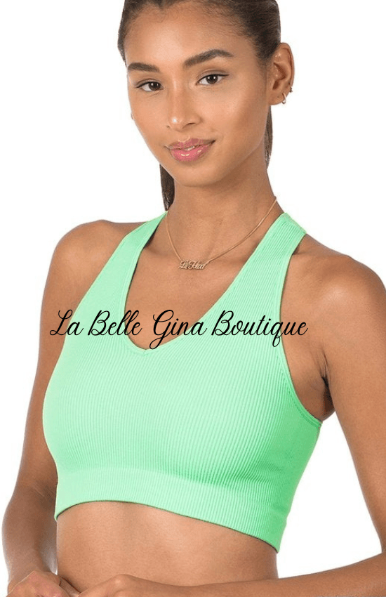 Sandy Ribbed Cropped Raceback tank top - La Belle Gina Boutique