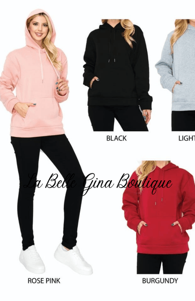 Sara Basic Fleeced Pullover Hoodie - La Belle Gina Boutique