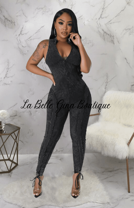 Sara Sleeveless Jumpsuit Black - La Belle Gina Boutique