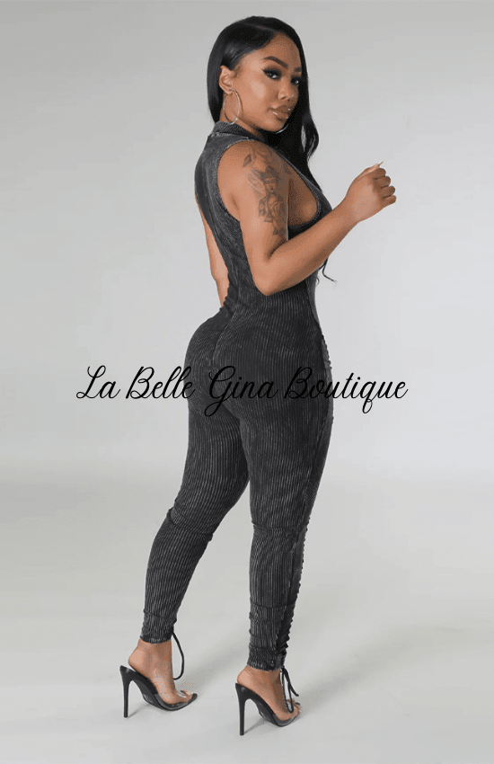 Sara Sleeveless Jumpsuit Black - La Belle Gina Boutique