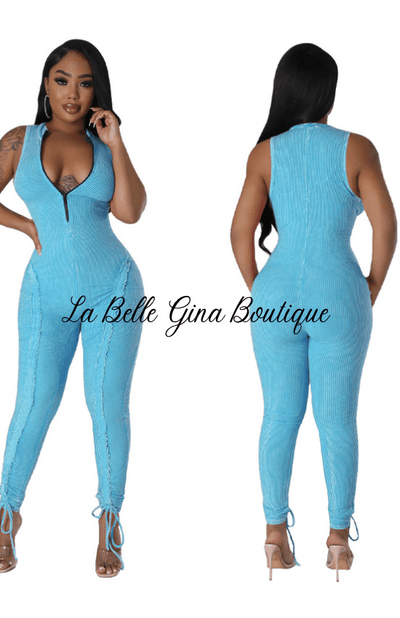 Sara Sleeveless Jumpsuit Light Blue - La Belle Gina Boutique