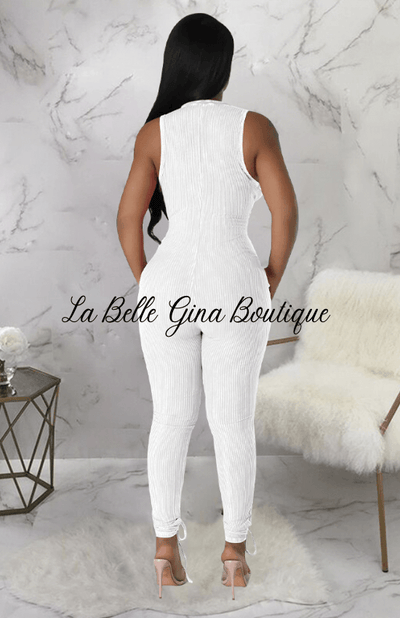 Sara Sleeveless Jumpsuit White - La Belle Gina Boutique