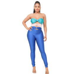 Vena Color Block Front Shirring Cut Out Rings Jumpsuit-Royal Blue - La Belle Gina Boutique