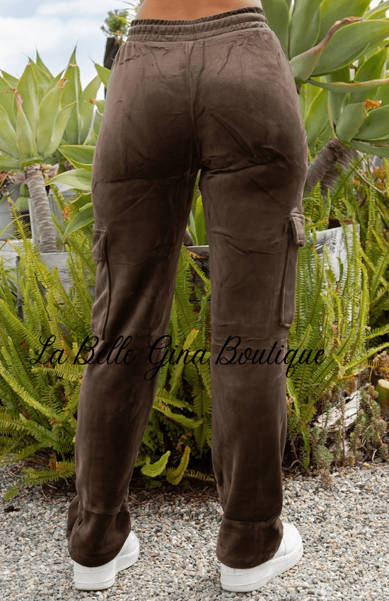 Veve Drawstring Cargo Velour Pants - La Belle Gina Boutique