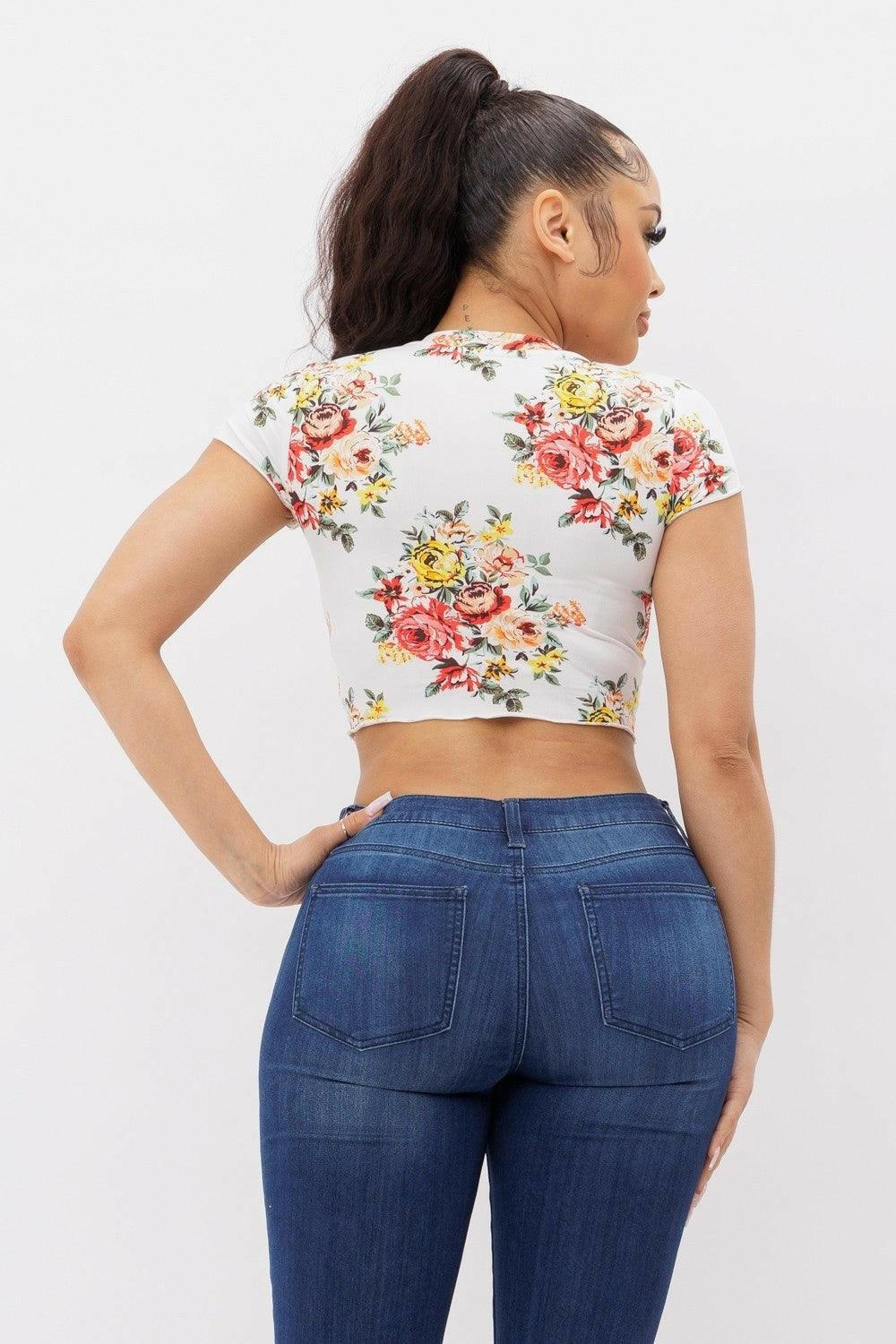 AVY floral print crop top. - La Belle Gina Boutique