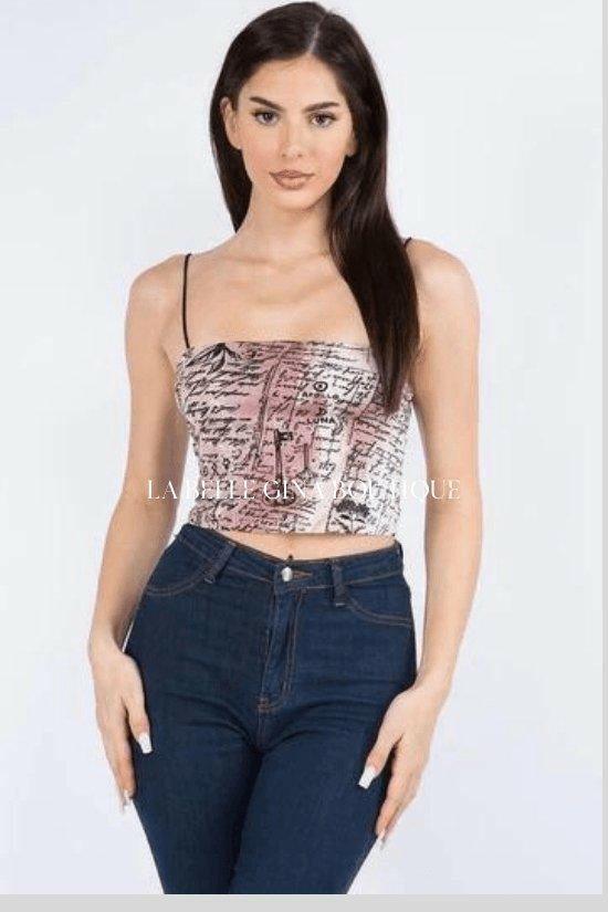 AVY sleeveless alchemy printed crop top. - La Belle Gina Boutique