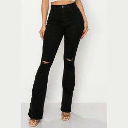 BEN Junior flare black jeans knee cut leg opening. - La Belle Gina Boutique