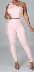 BENITA pants set with chain strap and see through set. - La Belle Gina Boutique