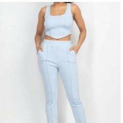 BOO corset tank top and jogger pants set. - La Belle Gina Boutique