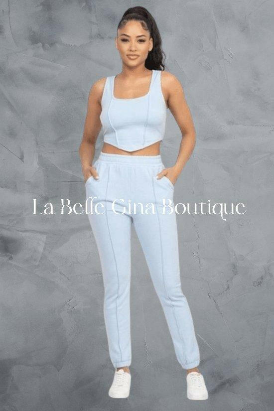 BOO corset tank top and jogger pants set. - La Belle Gina Boutique