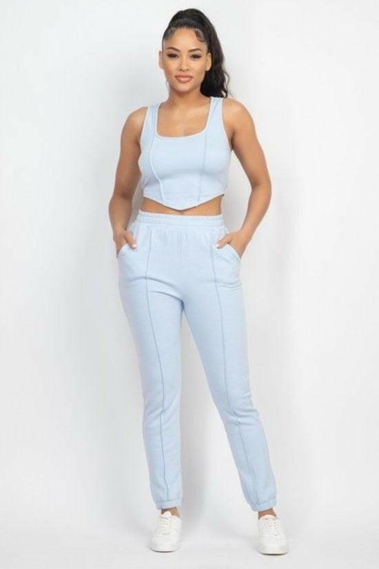 BOO corset tank top and jogger pants set. - La Belle Gina Boutique