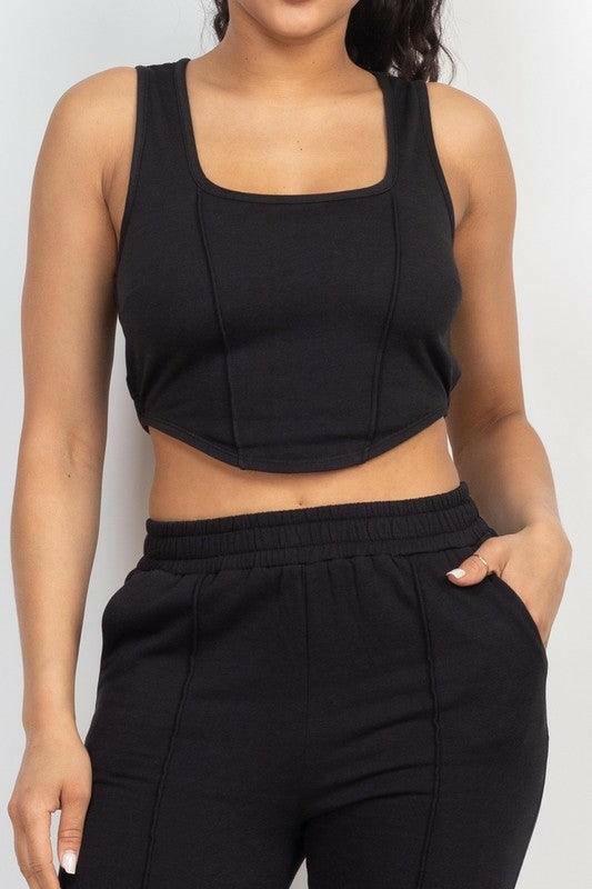 BOO corset tank top and jogger pants set. - La Belle Gina Boutique