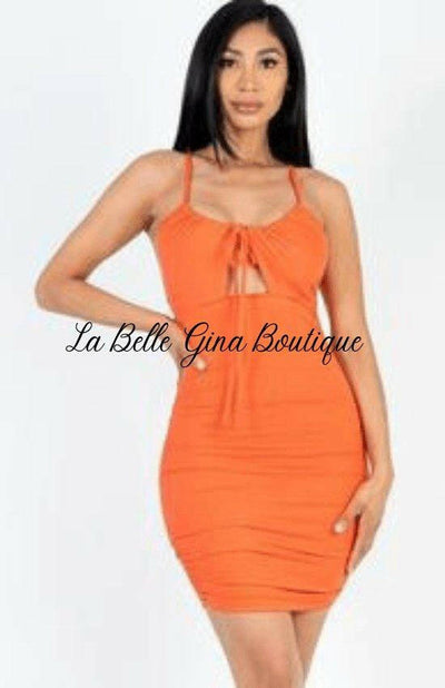 BOO front tie Bodycon mini dress - La Belle Gina Boutique