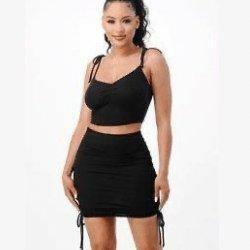 BOO women ribbed two piece set top and skirt. - La Belle Gina Boutique