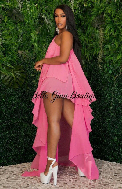 Camille Chiffon Party Holiday Long Dress-rose - La Belle Gina Boutique