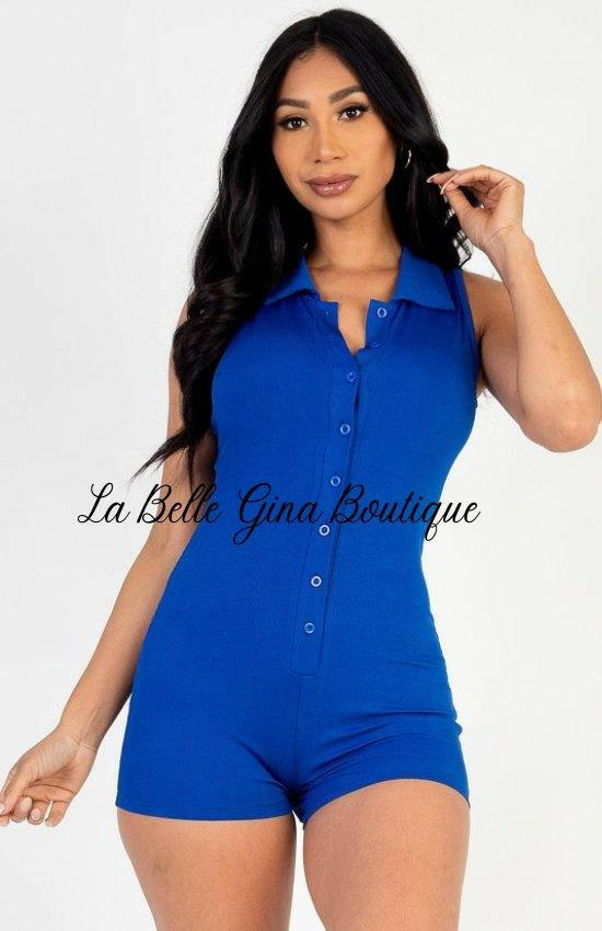 Claire Ribbed Knit Sleeveless Romper - La Belle Gina Boutique