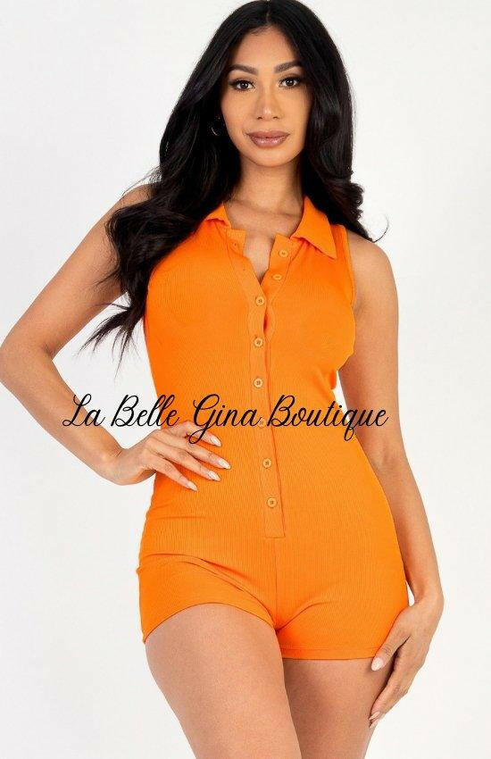 Claire Ribbed Knit Sleeveless Romper - La Belle Gina Boutique