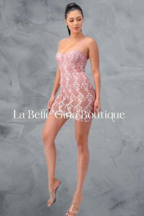 CLAIRE see through lace mini dress. - La Belle Gina Boutique