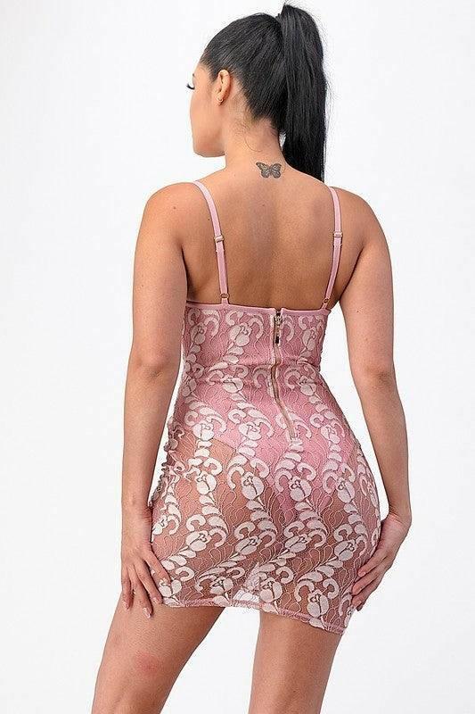 CLAIRE see through lace mini dress. - La Belle Gina Boutique