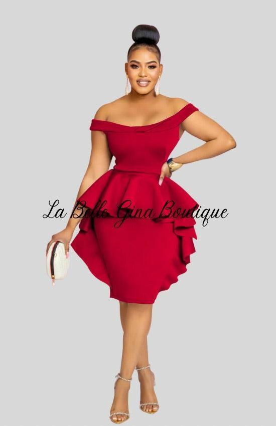 Coralie sleeveless ruffle skirt dress-Wine-Red - La Belle Gina Boutique