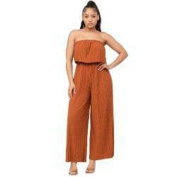 Corsette Pleated Off Shoulder Jumpsuit-Gognac - La Belle Gina Boutique