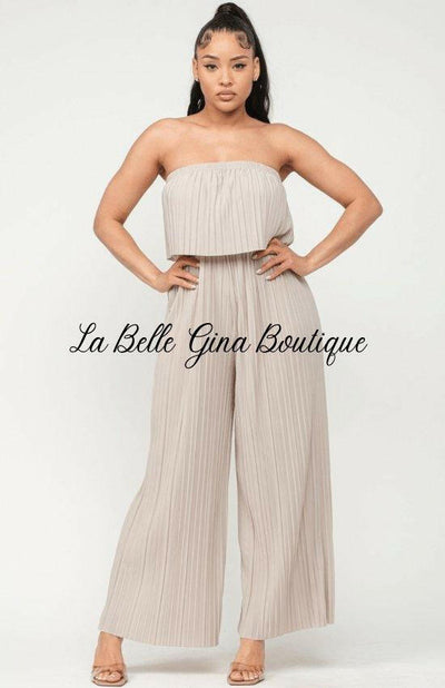 Corsette Pleated Off Shoulder Jumpsuit-Lavender - La Belle Gina Boutique