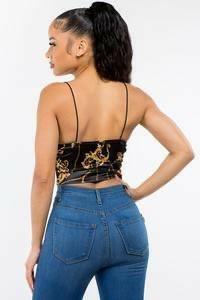 DANE Sleeveless chain print satin crop top. - La Belle Gina Boutique