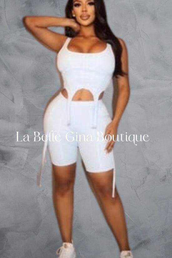 Daniel stretchable strappy cropped top with Matching sets - La Belle Gina Boutique