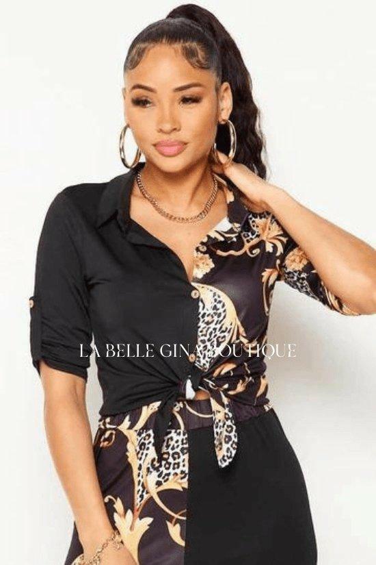 Djwin damash and leopard set - La Belle Gina Boutique